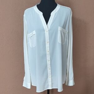 Covington Essentials Cream Long Sleeve Button Down Sheer Shirt XL